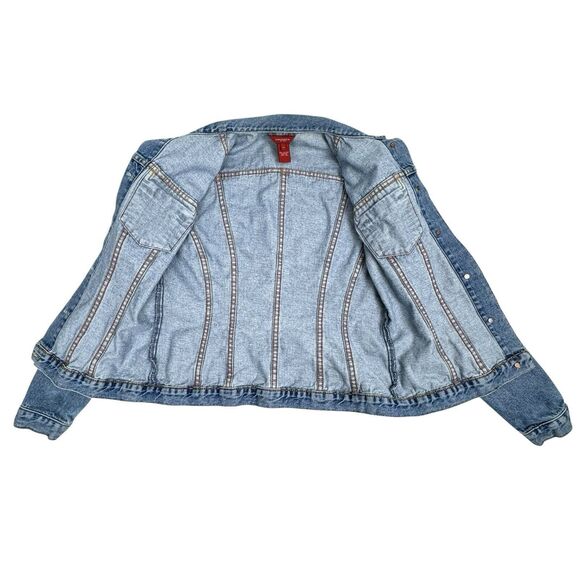 Sundance Womens Jean Jacket Medium Blue Denim Classic Minimal Western Trucker - Picture 9 of 15